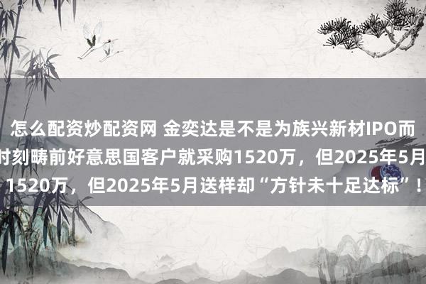 怎么配资炒配资网 金奕达是不是为族兴新材IPO而确立？2024族兴革命时刻畴前好意思国客户就采购1520万，但2025年5月送样却“方针未十足达标”！