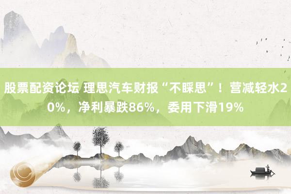 股票配资论坛 理思汽车财报“不睬思”!营减轻水20%,净利暴跌86%,委用下滑19%